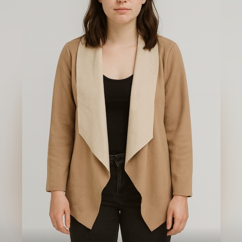 Dictionary Women's Tan and Cream Open Front Jacket XL